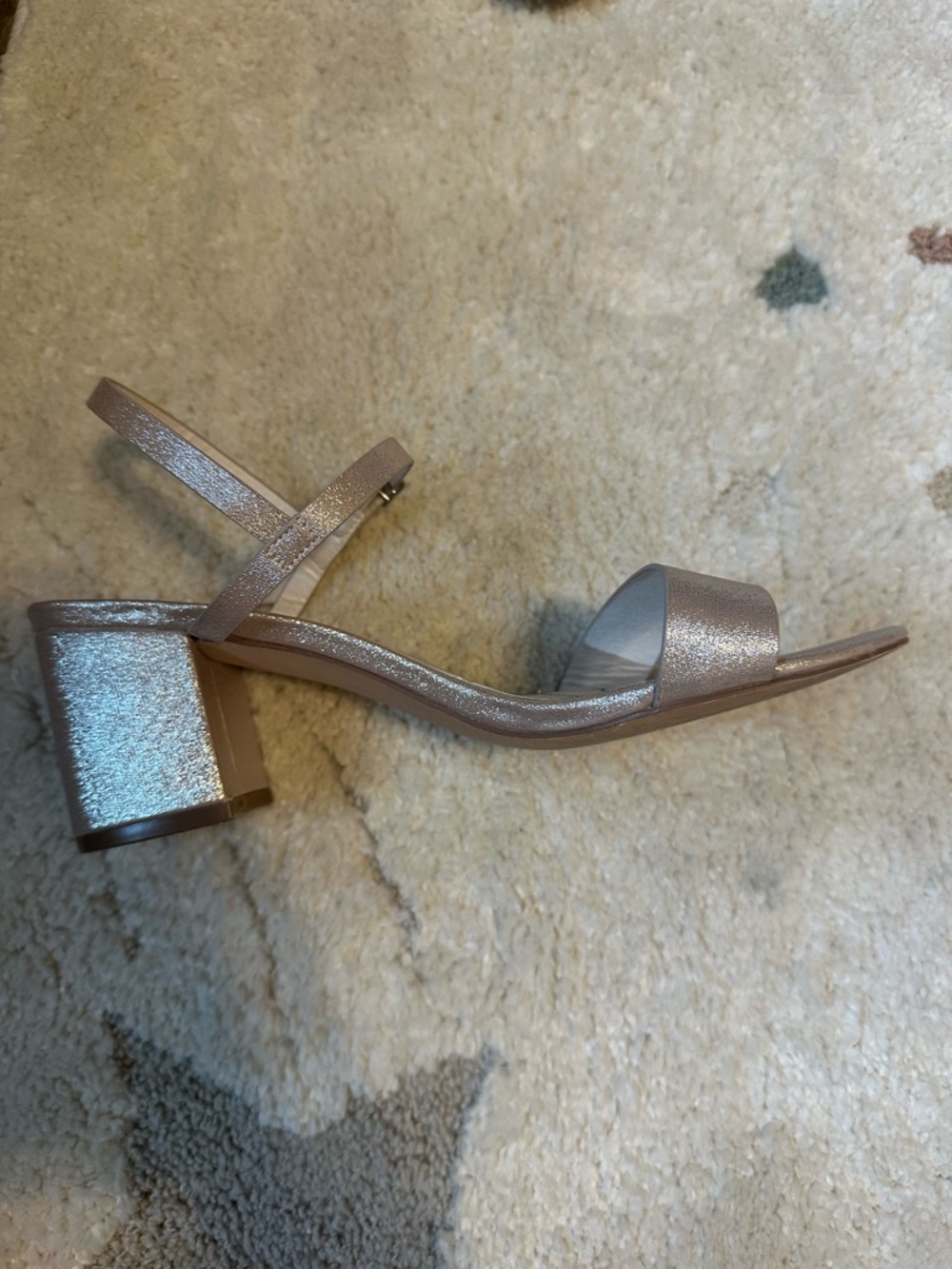 David’s Bridal Champagne Strap Block Heel Sandal - Size 6.5 - Picture 3 of 5